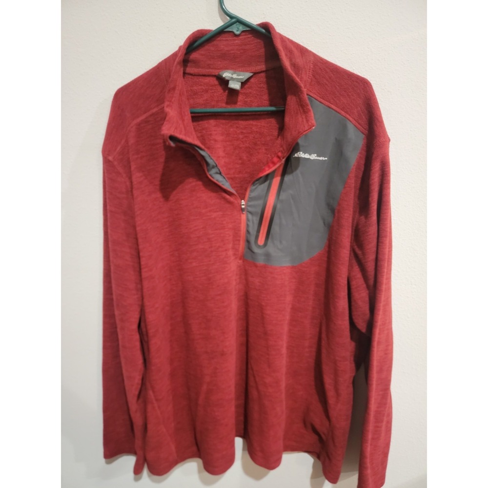 Eddie Bauer Men's Cloud Layer Pro 1/4 Zip Fleece Pullover Red Berry Size XXL